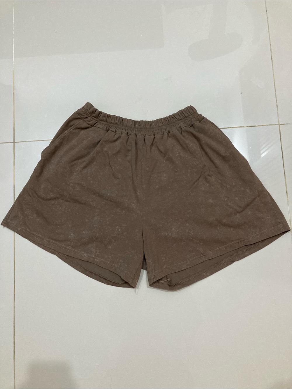 Casual Brown Women's Elastic Waist Shorts